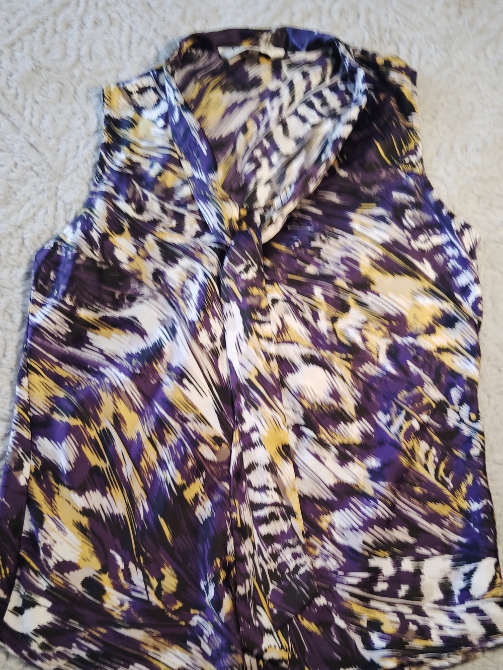 Kasper Sleeveless Abstract Print Camisole - Purple, Yellow & White